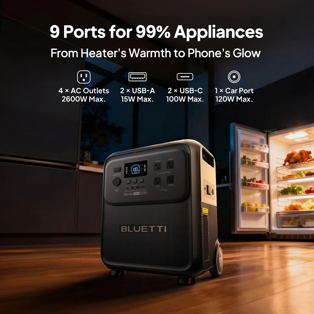 BLUETTI Elite 400 Portable Power Station Solar Generator Backup Appliance