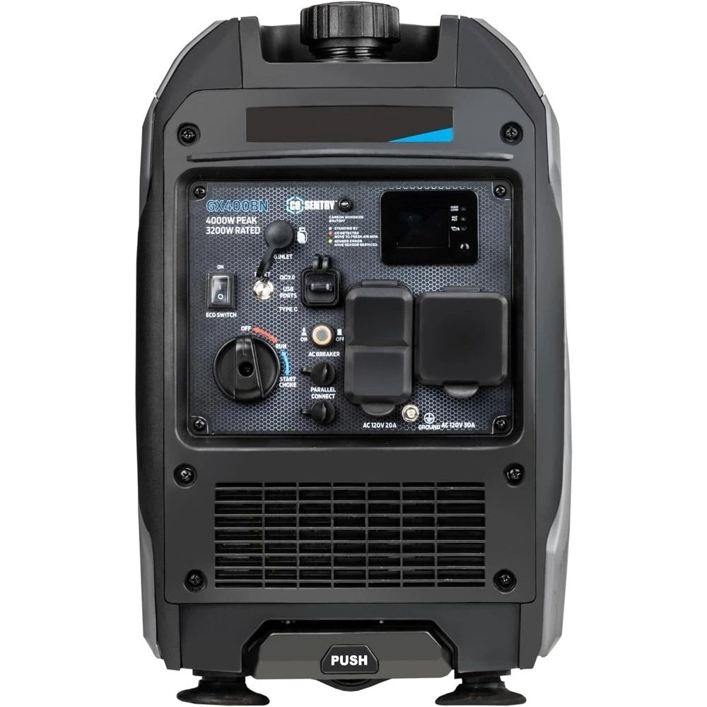 4000W Portable Ultra Quiet Dual Fuel Inverter Generator with Parallel Capability RV Ready Handle Wheels CO Detection