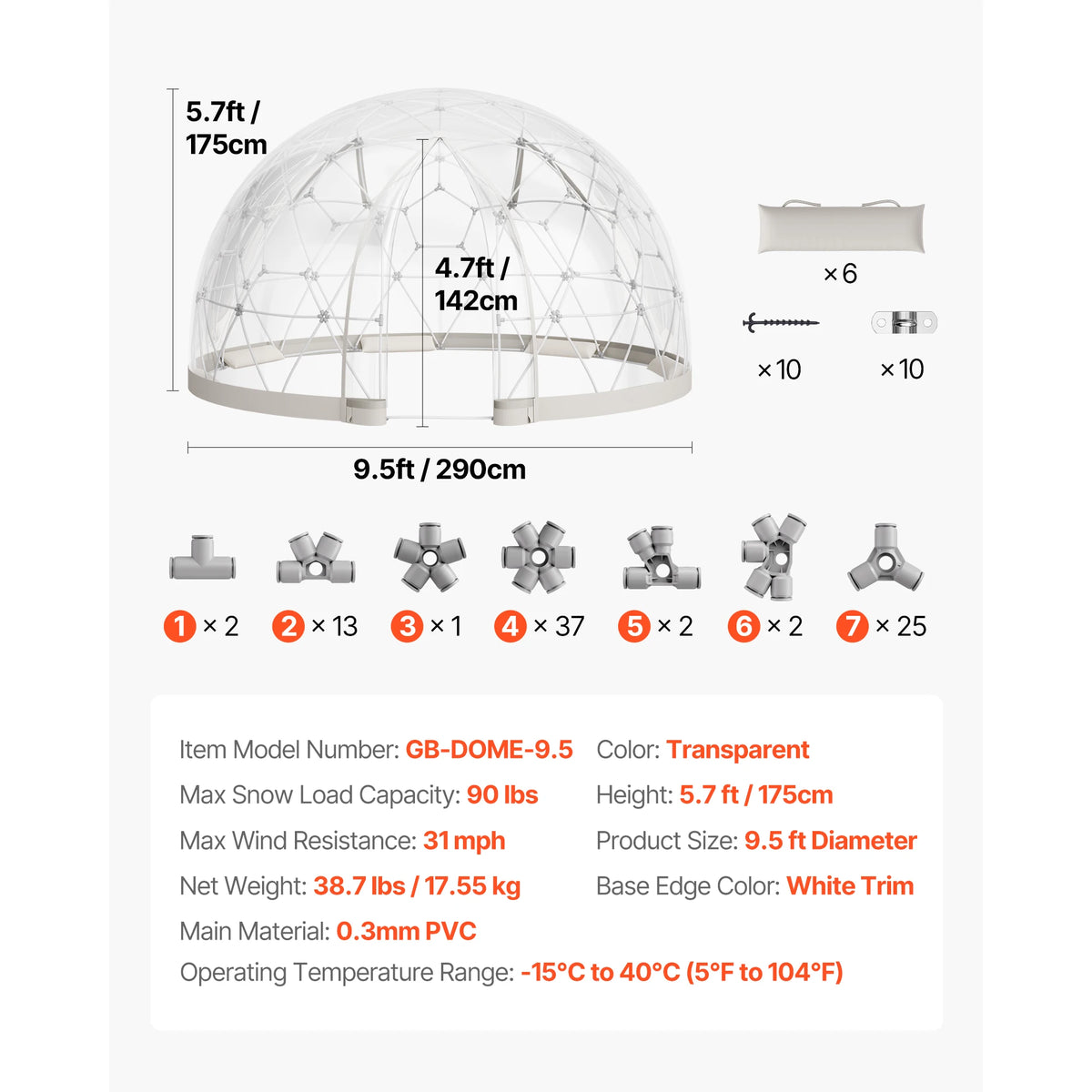 Weatherproof Geodesic Dome Greenhouse PVC Tent With Window