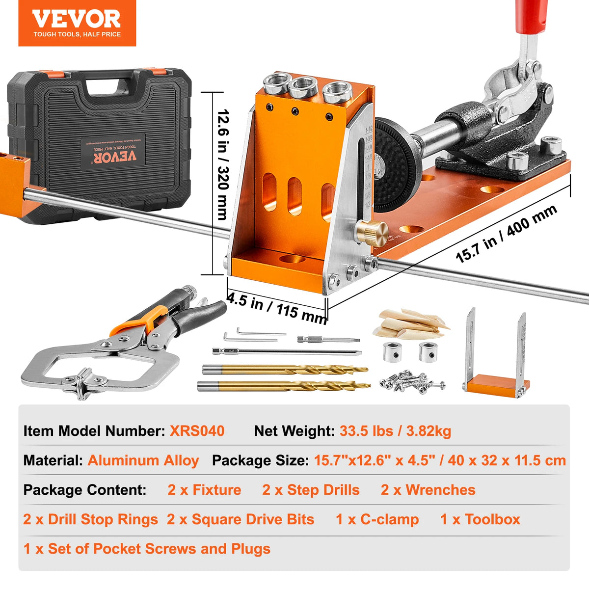 SucceBuy Adjustable Pocket Hole Jig Kit With Drill Accessories