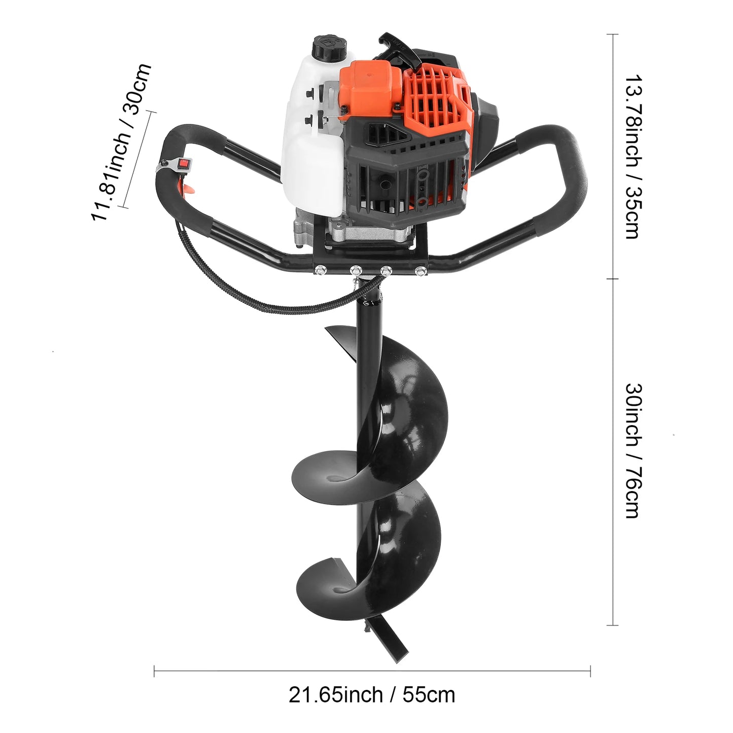 SucceBuy Fuel-powered Auger Post Hole Digger Gas Powered Earth Auger Borer Ground Petrol Earth Auger Post 52cc/43cc Hole Digger