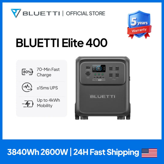BLUETTI Elite 400 Portable Power Station Solar Generator Backup Appliance