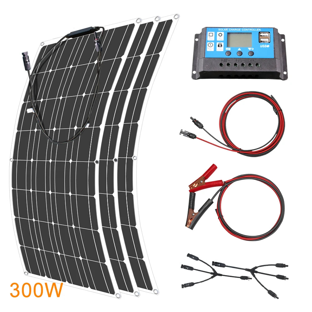 ASUNERGE 12V Flexible Solar Panel 600W 100W 200W 300W 400W 500W Bendable Waterproof Monocrystalline Best Solar Panel China RV
