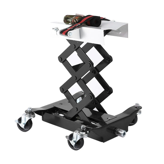 Transmission Jack 450 LBS Capacity: Low Profile Lift with 2M Safety Straps & 4 Brake Wheels, 7-23 Inch Range for Car & Truck Repair