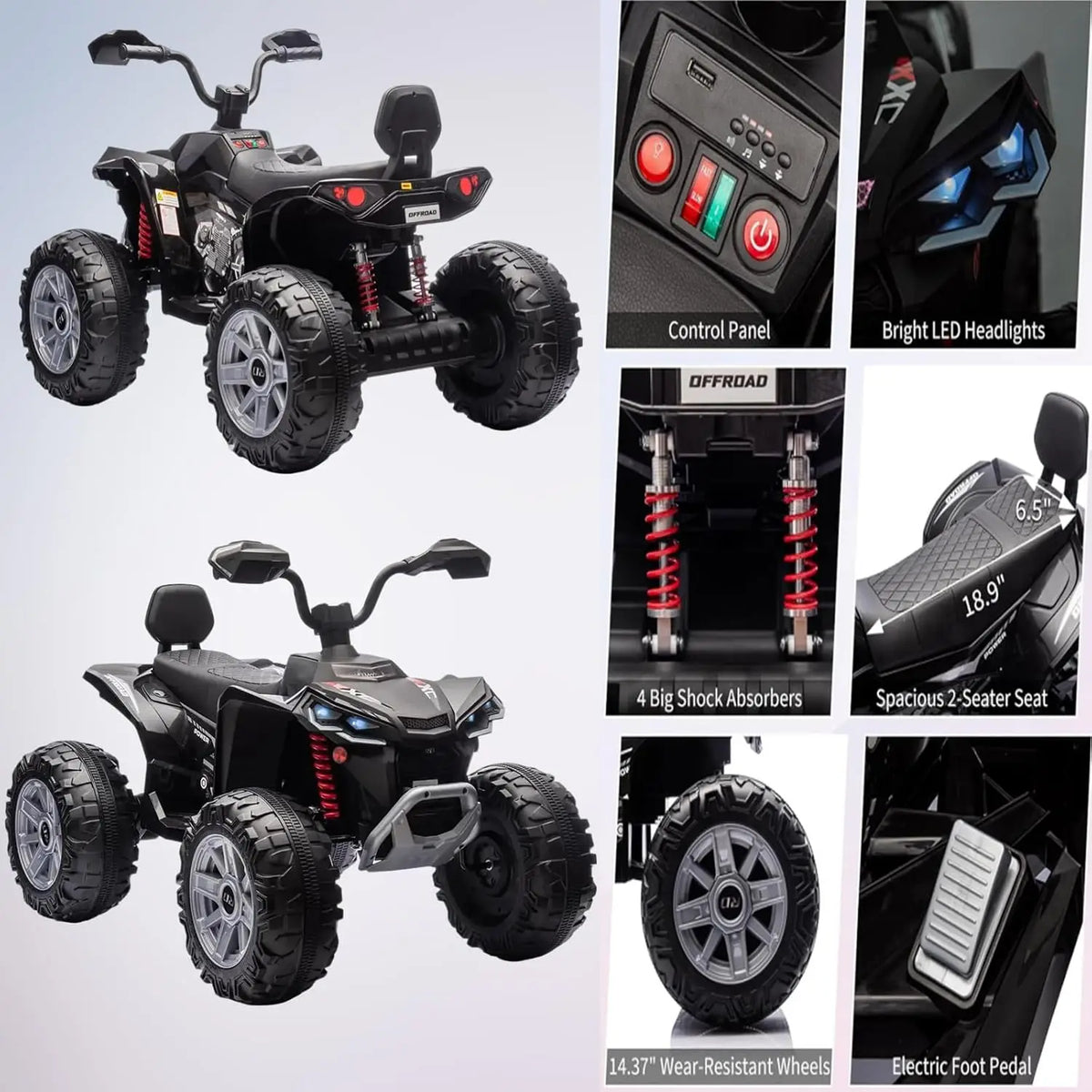 24V Electric Kids ATV With Dual Motors And Led Audio