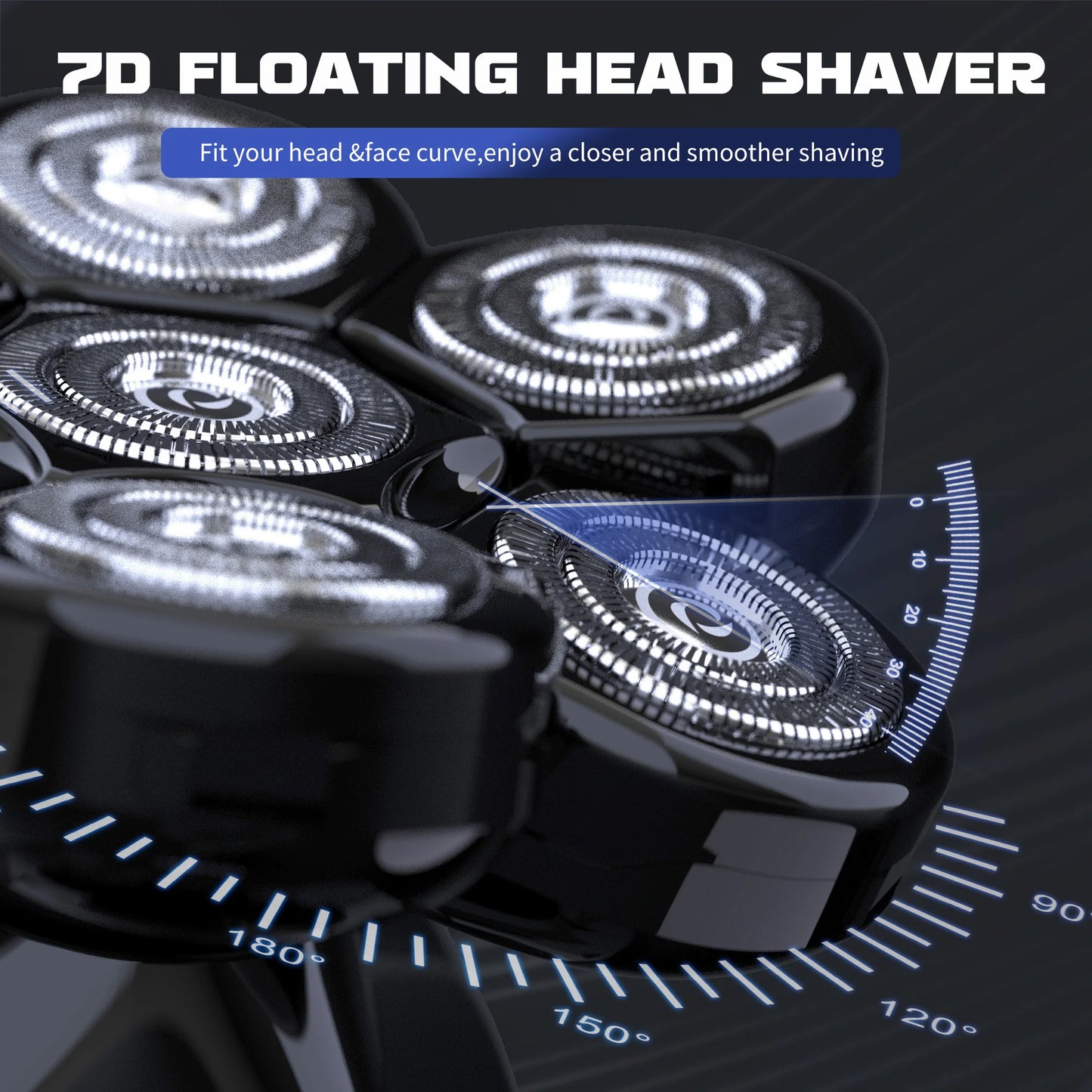 SEJOY Electric Shaver for Men 7D Magnetic Floating Wet/Dry Head Razor Hair Trimmer USB Rechargeable LED Display Beard Trimmers
