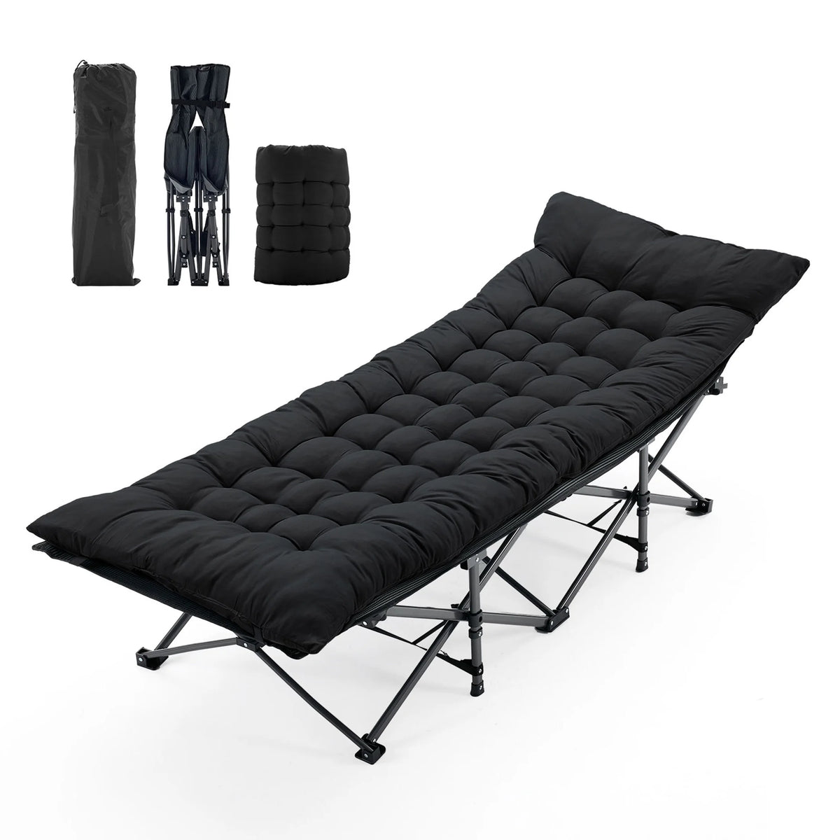JHK Folding Camping Cot With Cushion Portable And Sturdy