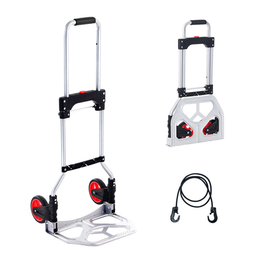 SucceBuy 176 lbs Folding Hand Truck Dolly Aluminum Stair Climbing Cart with Telescoping Handle Luggage Trolley for Home Shopping