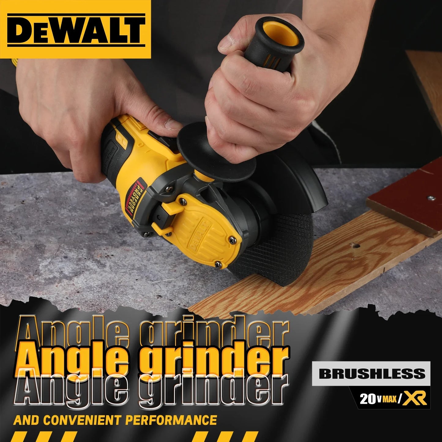 DEWALT DCG409 20V Brushless 125mm Flat Head Angle Grinder, Cordless Tool for Cutting and Grinding Various Tasks