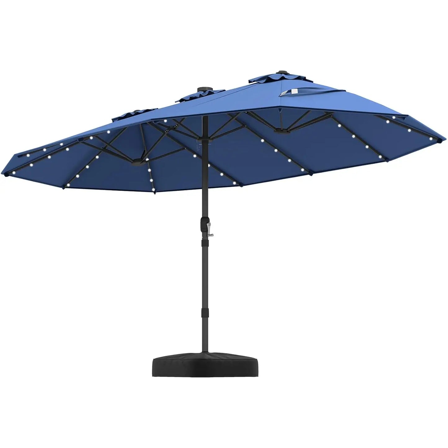15FT Double-Sided Solar Patio Umbrella, Extra-Large Outdoor Twin Umbrella with 48 LED Lights, Vented Top, Customized