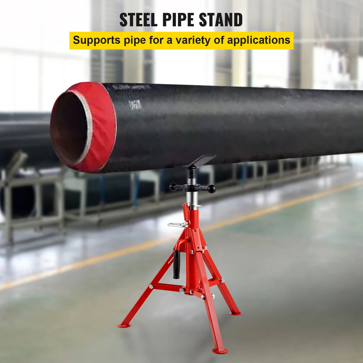 SucceBuy Pipe Holding Stand with Roller Head V-Head Folding Tripod 12 inch Capacity Pipe working Supporting Clamped Tool