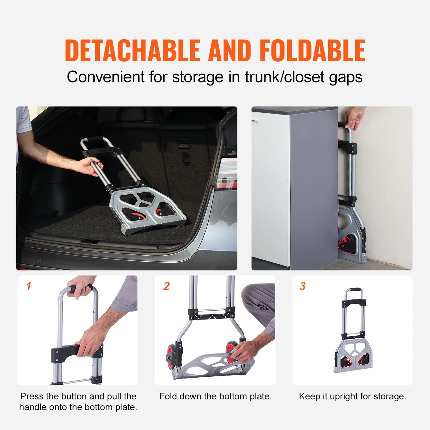 SucceBuy 176 lbs Folding Hand Truck Dolly Aluminum Stair Climbing Cart with Telescoping Handle Luggage Trolley for Home Shopping