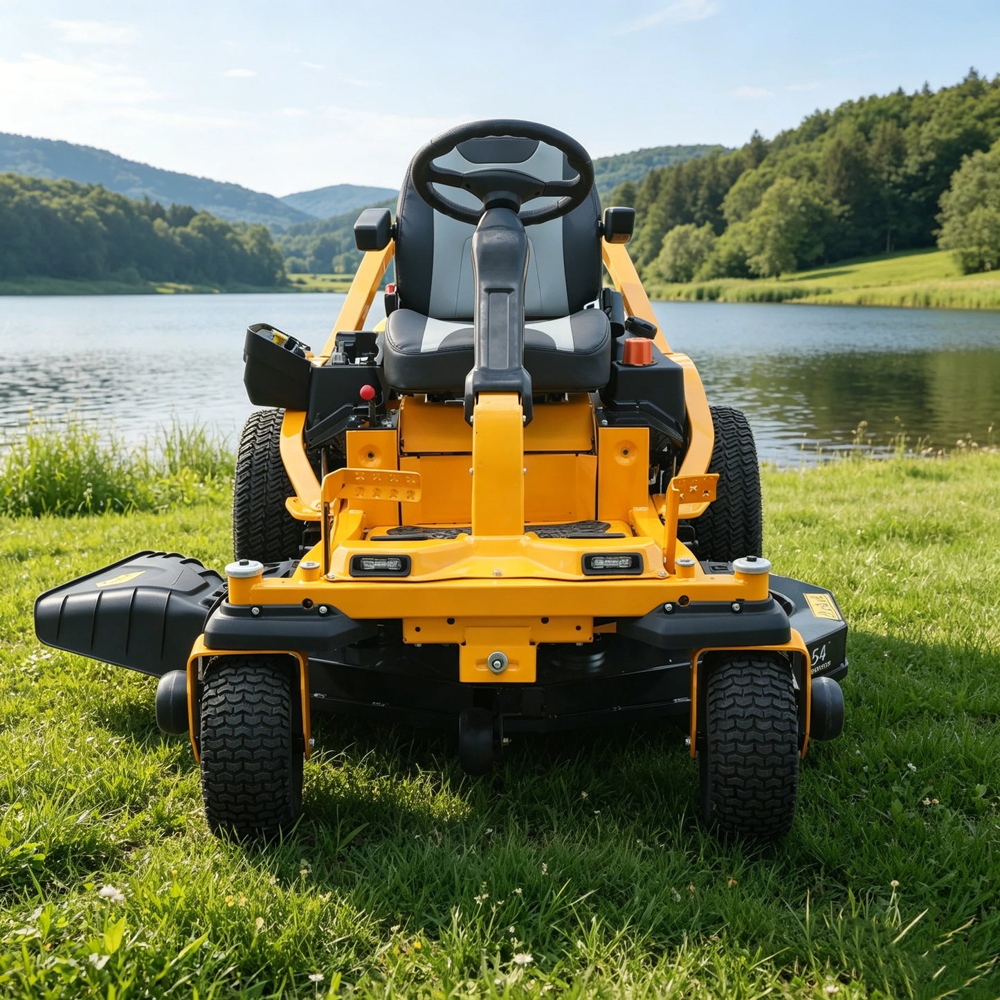 Electric Start Riding Lawn Mower 42-Inch Deck Size High Performance Battery Powered Garden Mower Machine