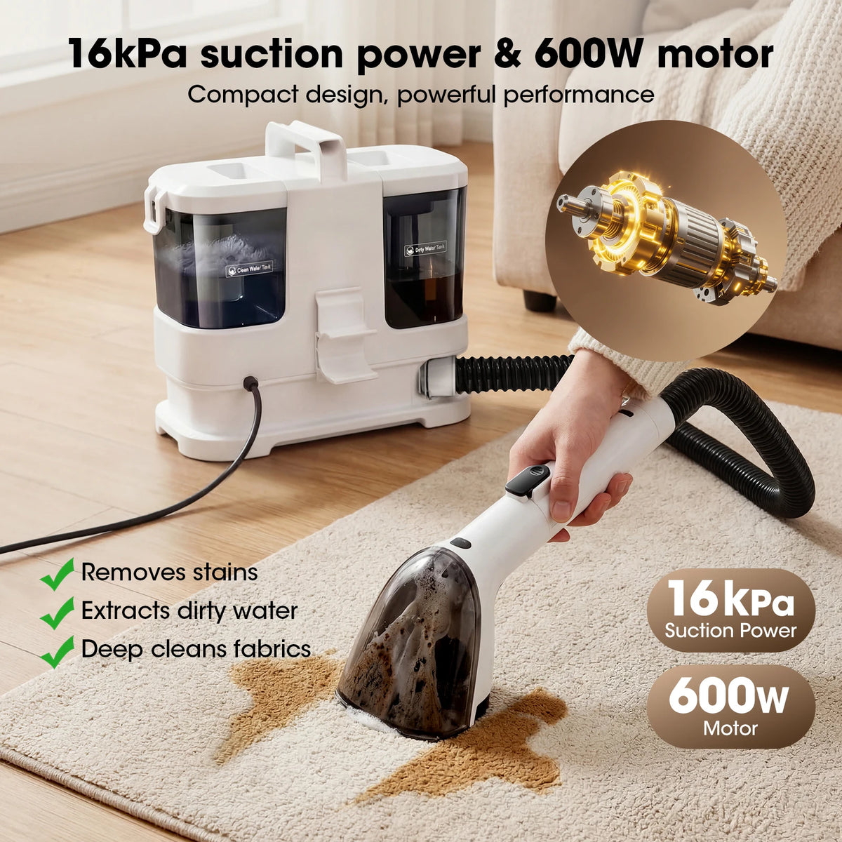 Lubluelu Portable Carpet And Upholstery Spot Cleaner Machine