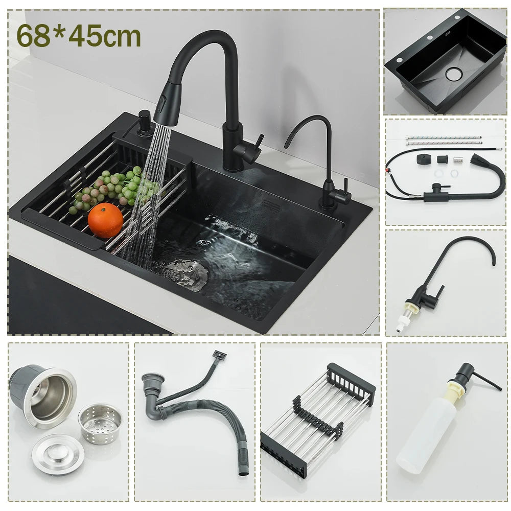 Stainless Steel Undermount Kitchen Sink With Integrated Faucet