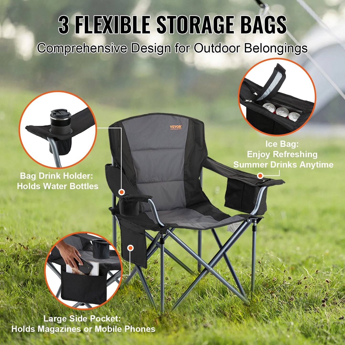 SucceBuy Ultralight Folding Camping Chair 350lb Capacity