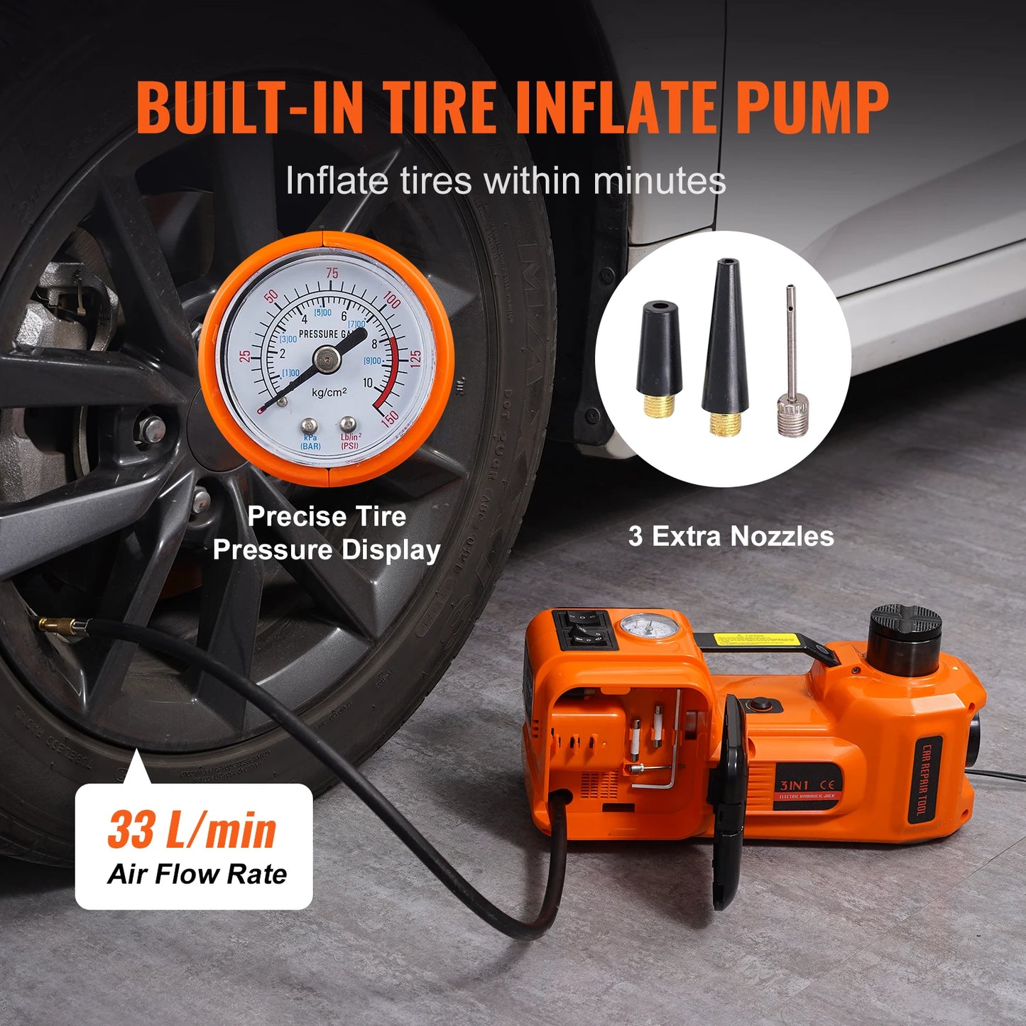 SucceBuy 5T Electric Car Jack 11023LBS Hydraulic Jack Lift Portable Car Jack for SUV MPV Sedan Truck Change Tires Garage Repair