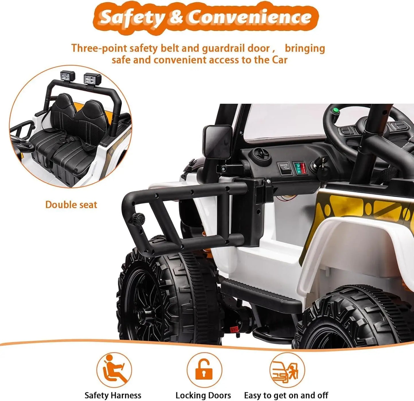 24V 2 Seater Ride On Car for Kids Electric Truck with Remote Control Ride on Truck w/ 4-Wheeler Suspension 4WD Battery Powered