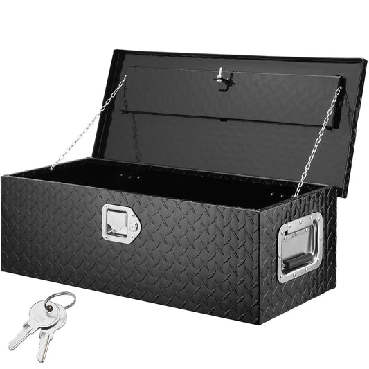 SucceBuy Heavy Duty Aluminum Truck Bed Tool Box, Diamond Plate Tool Box with Side Handle and Lock Keys for Pickup, Truck Bed, RV