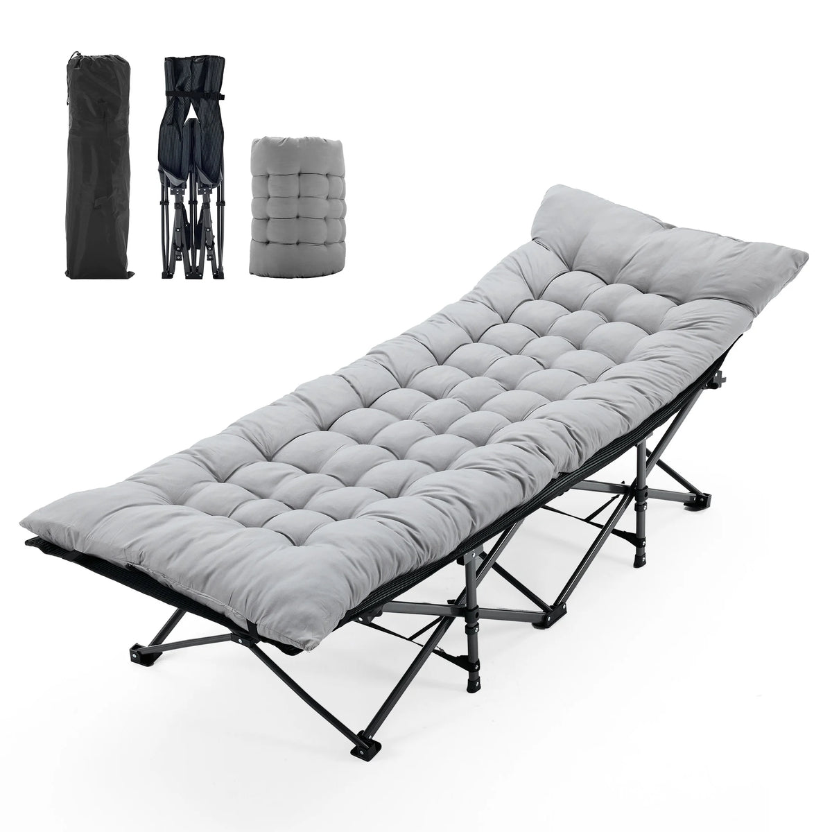 JHK Folding Camping Cot With Cushion Portable And Sturdy