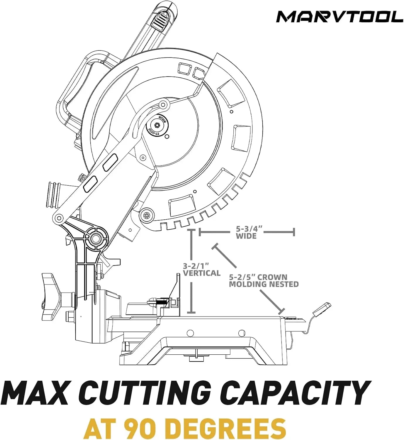 10" Compound Miter Saw Single Bevel 15-Amp, 5000 RPM 0°-45° Left Miter 36-Tooth Cutting Tool Multi-Material Cut Home Improvement