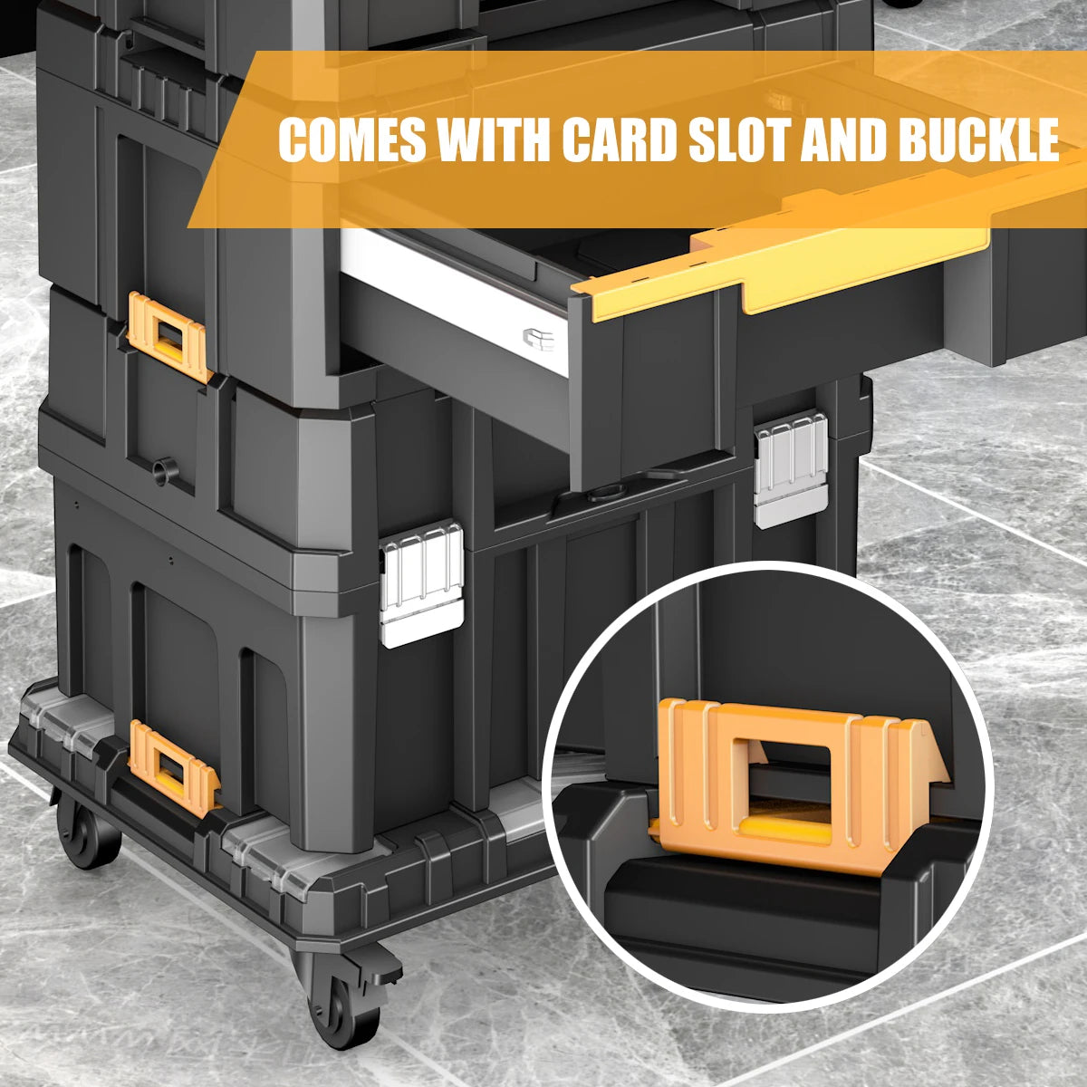 AIRAJ MultiFunctional Tier Stackable Rolling Plastic Portable Folding Tool Storage Box , Suitable for Garage Storage