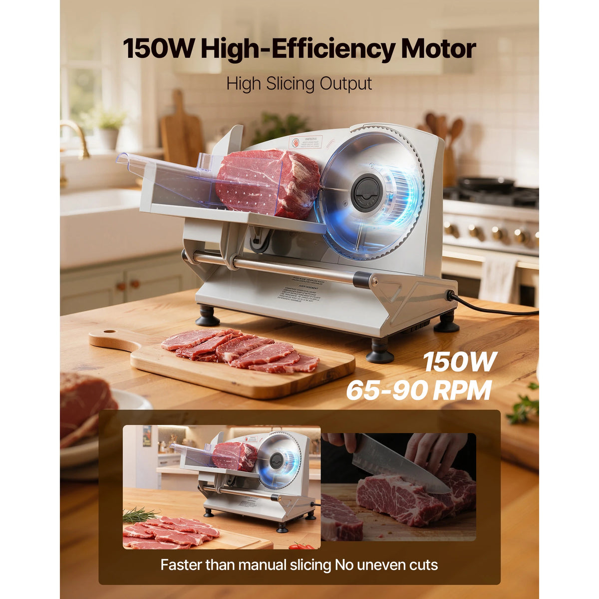 SucceBuy Electric Meat Slicer With Dual Stainless Steel Blades