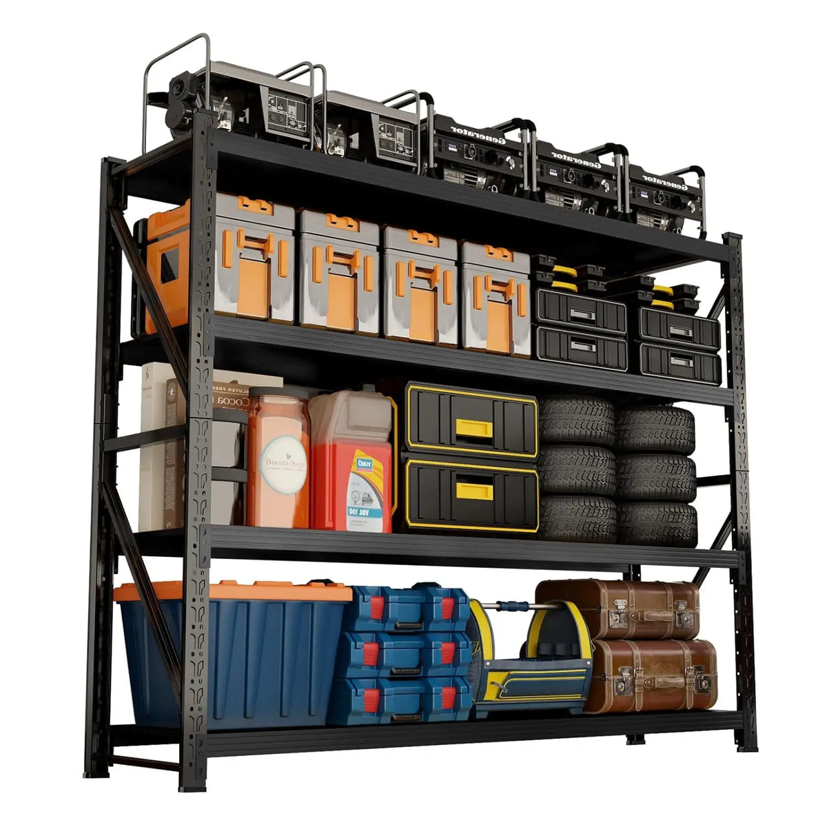 5000lbs Garage Shelving Heavy Duty, 4-Tier Metal Adjustable Garage Shelves, Storage Shelves for Warehouse, Pantry,, Customized