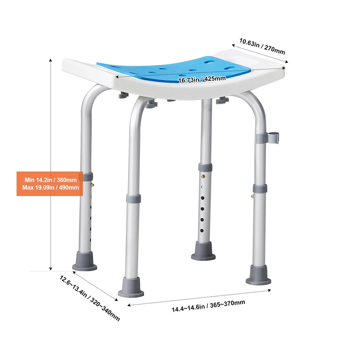 SucceBuy Adjustable Shower Chair With Built In Handles