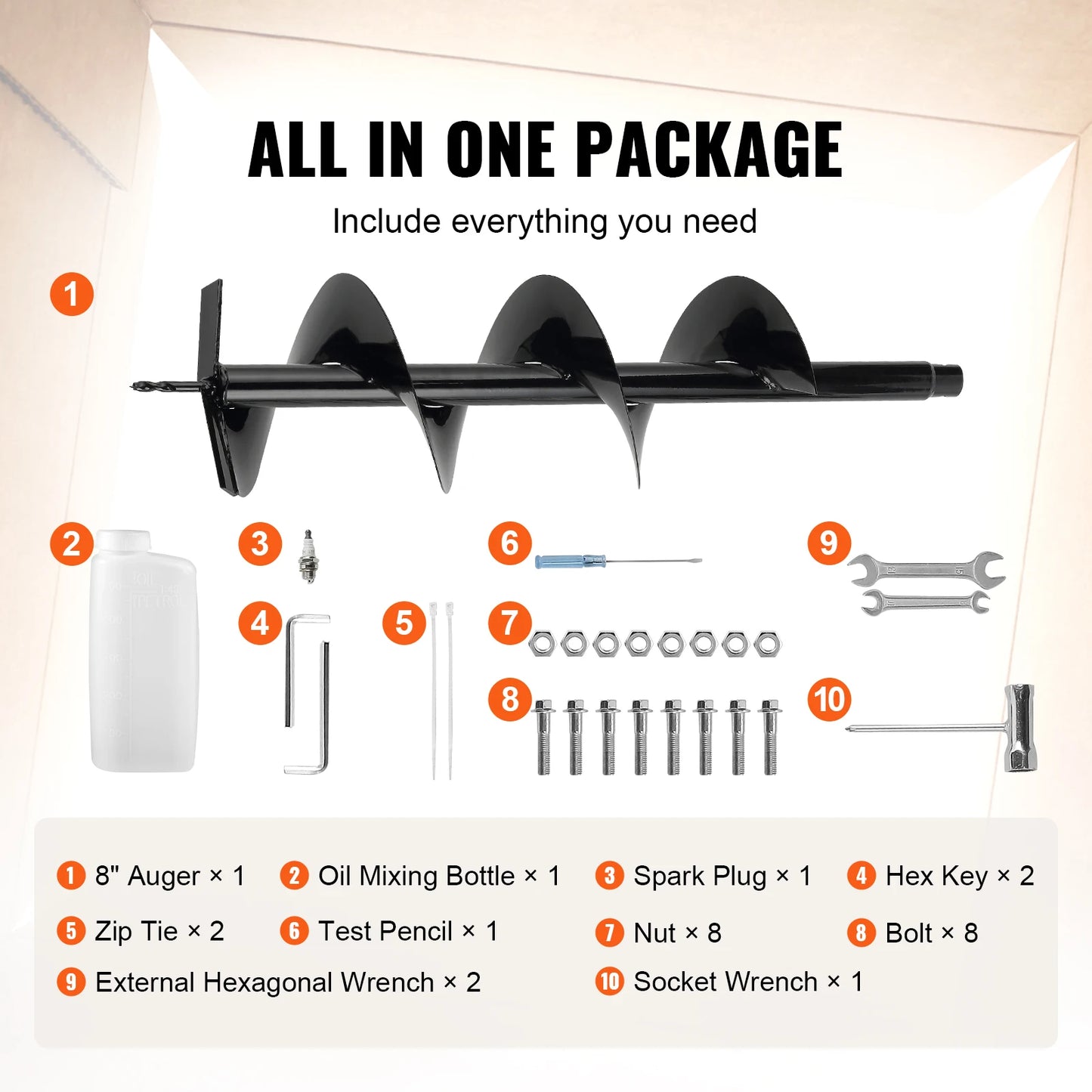 SucceBuy Fuel-powered Auger  Post Hole Digger Gas Powered Earth Auger Borer Ground Petrol Earth Auger Post 52cc/43cc Hole Digger