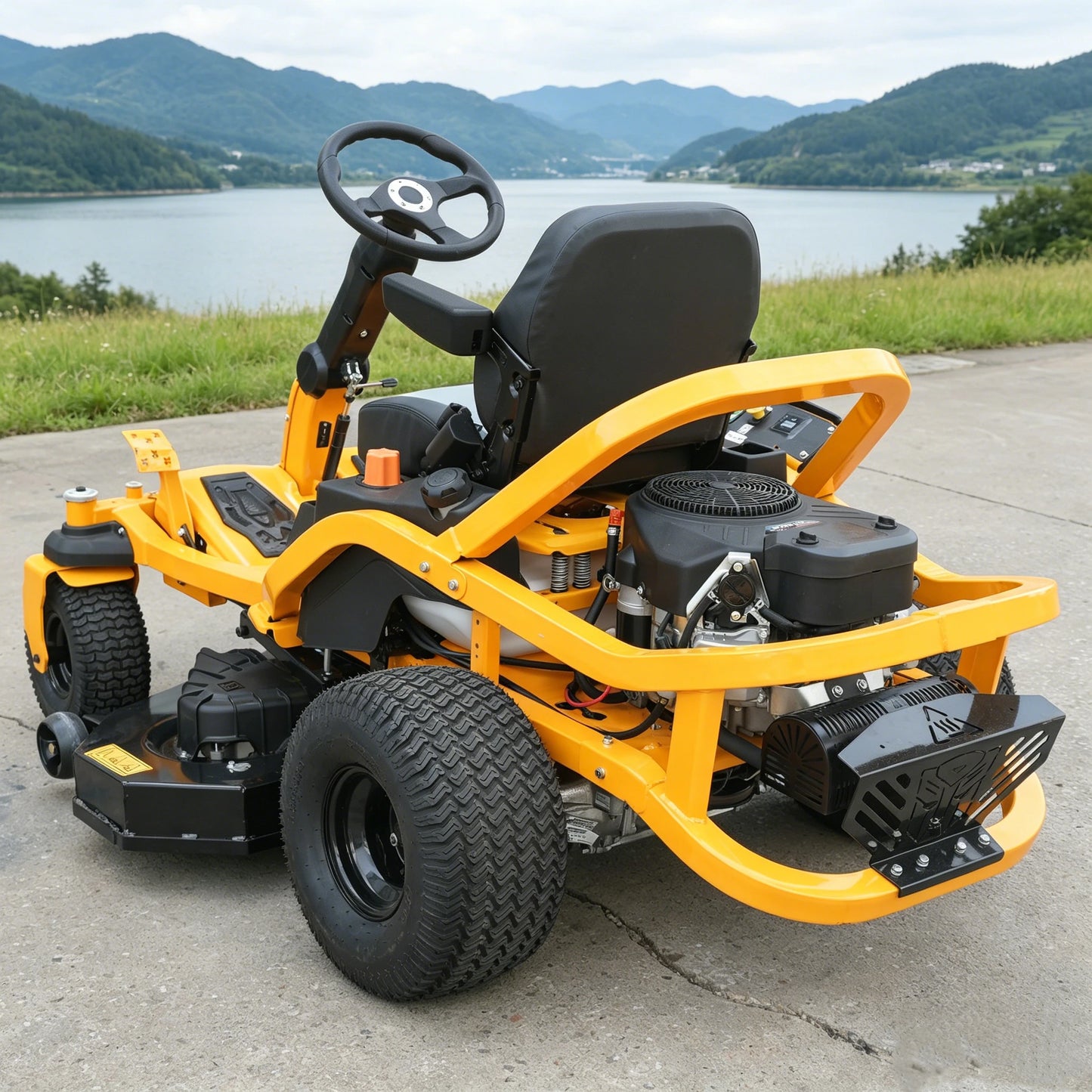 Electric Start Riding Lawn Mower 42-Inch Deck Size High Performance Battery Powered Garden Mower Machine