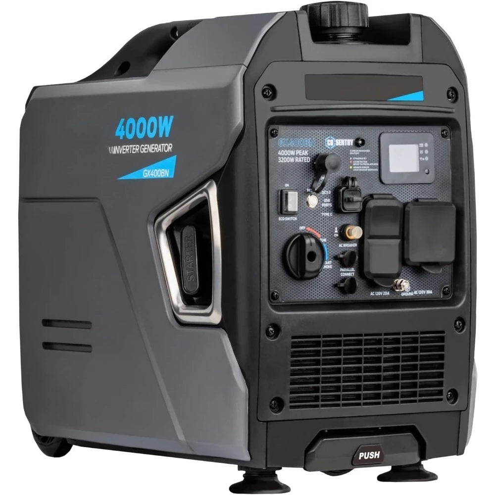 4000W Portable Ultra Quiet Dual Fuel Inverter Generator with Parallel Capability RV Ready Handle Wheels CO Detection