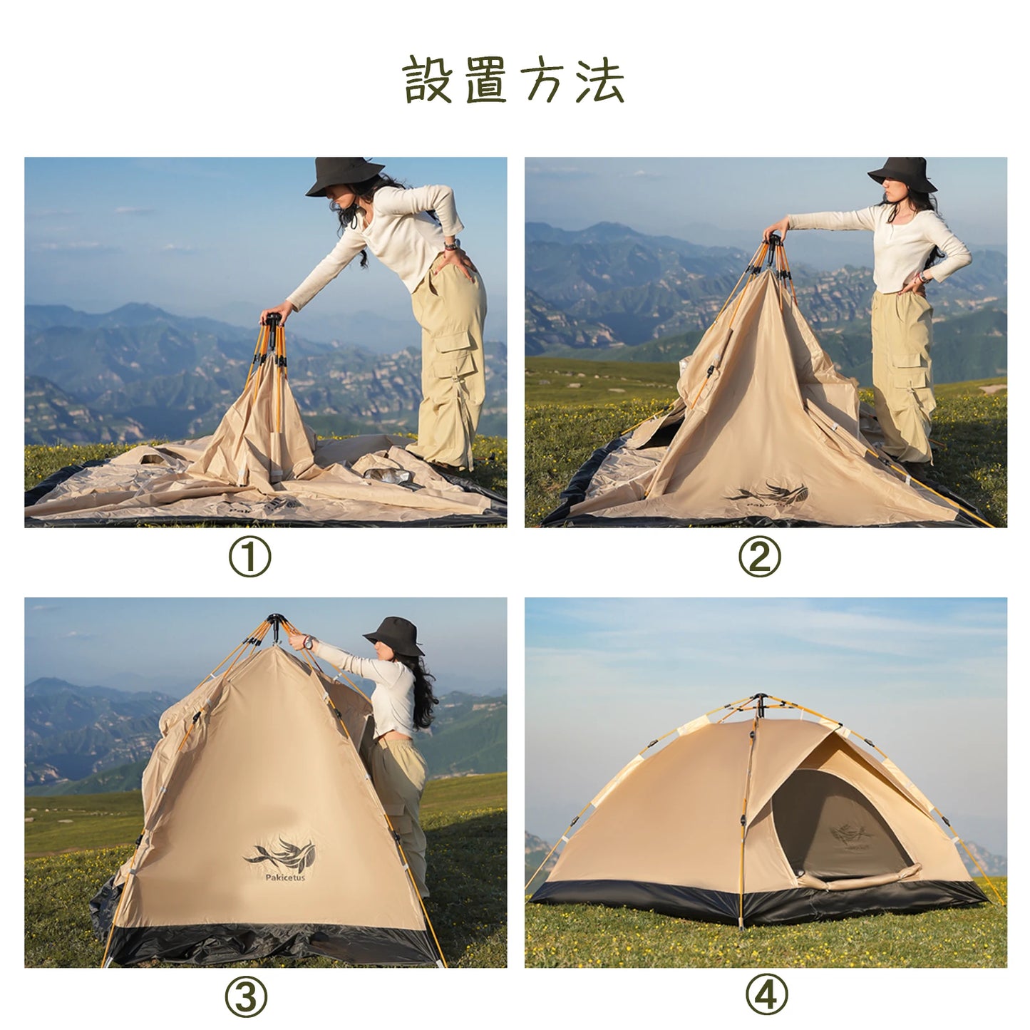 PAKICETUS 2-4 Person Camping Windproof Tents, Easy To Set Up, Lightweight Camping Tent, Carpa, Suitable For Family Travel, Outdoor Camping