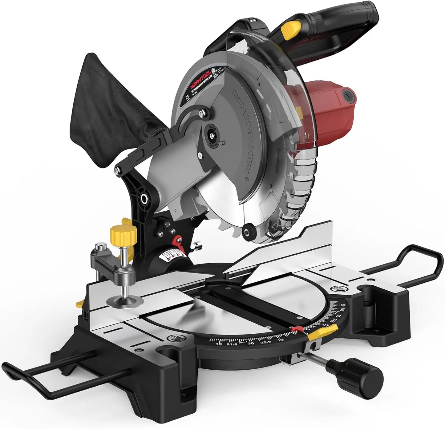10" Compound Miter Saw Single Bevel 15-Amp, 5000 RPM 0°-45° Left Miter 36-Tooth Cutting Tool Multi-Material Cut Home Improvement