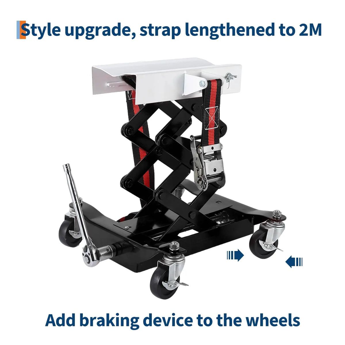 Transmission Jack 450 LBS Capacity: Low Profile Lift with 2M Safety Straps & 4 Brake Wheels, 7-23 Inch Range for Car & Truck Repair
