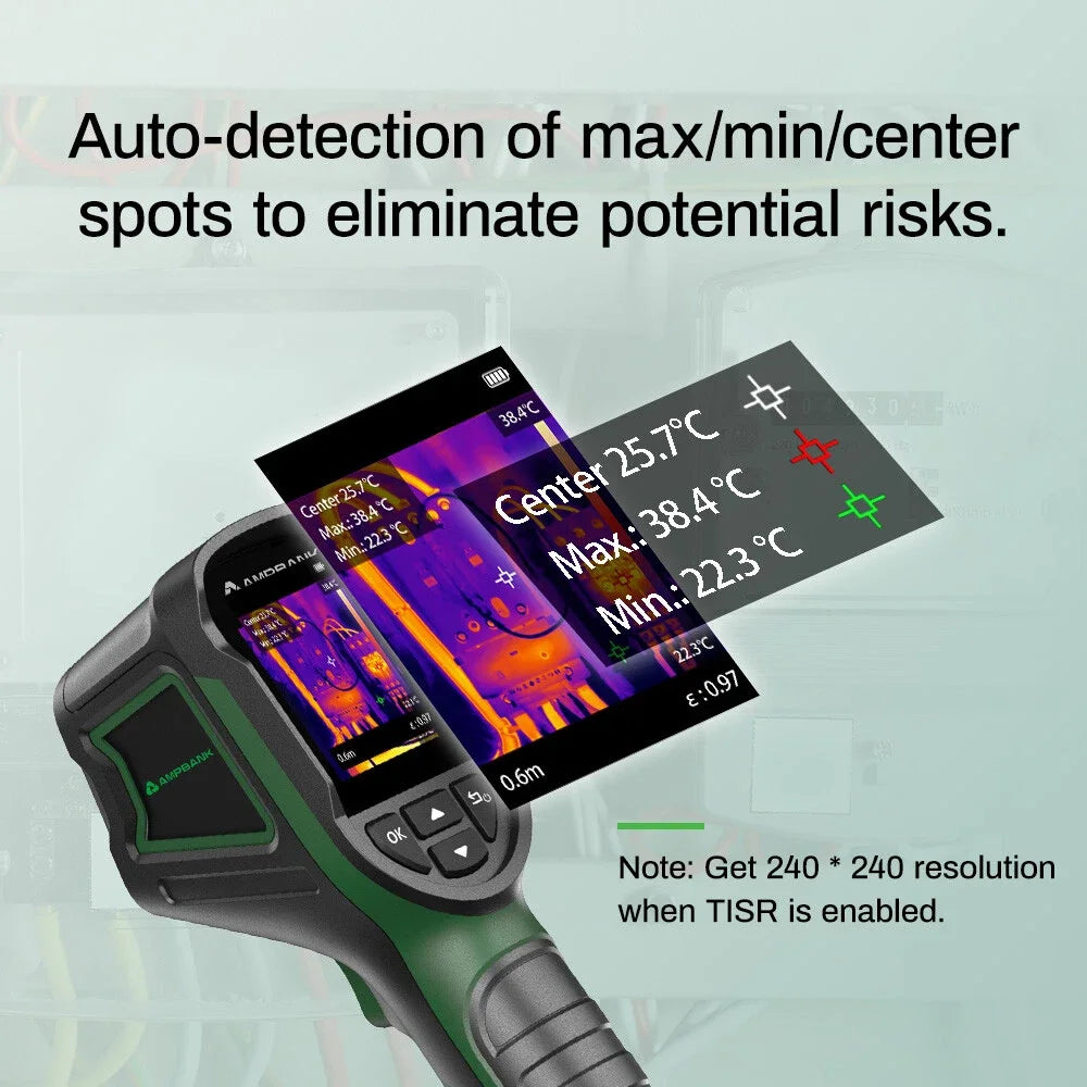 AMPBANK H128 Thermal Imaging Camera Handheld Thermal Camera 240 X 240 TISR Resolution 25 Hz Infrared IP54 Waterproof -4~842℉ Temp Range for Electrical Test HVAC Repair