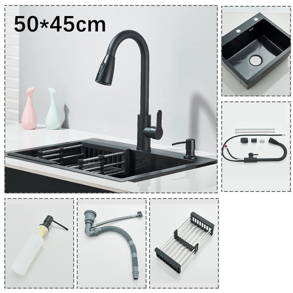 Stainless Steel Undermount Kitchen Sink With Integrated Faucet