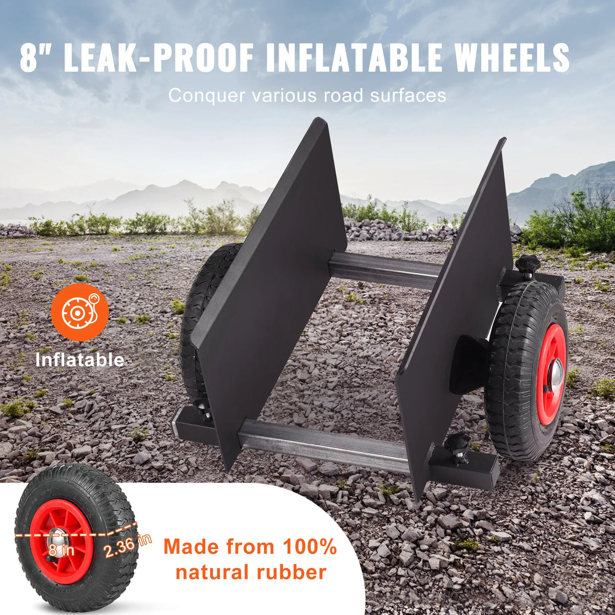 SucceBuy 600 lbs Panel Slab Dolly Terrain Moving Cart with Pneumatic Wheels Adjustable Clamp for Drywall Sheet Material Handling