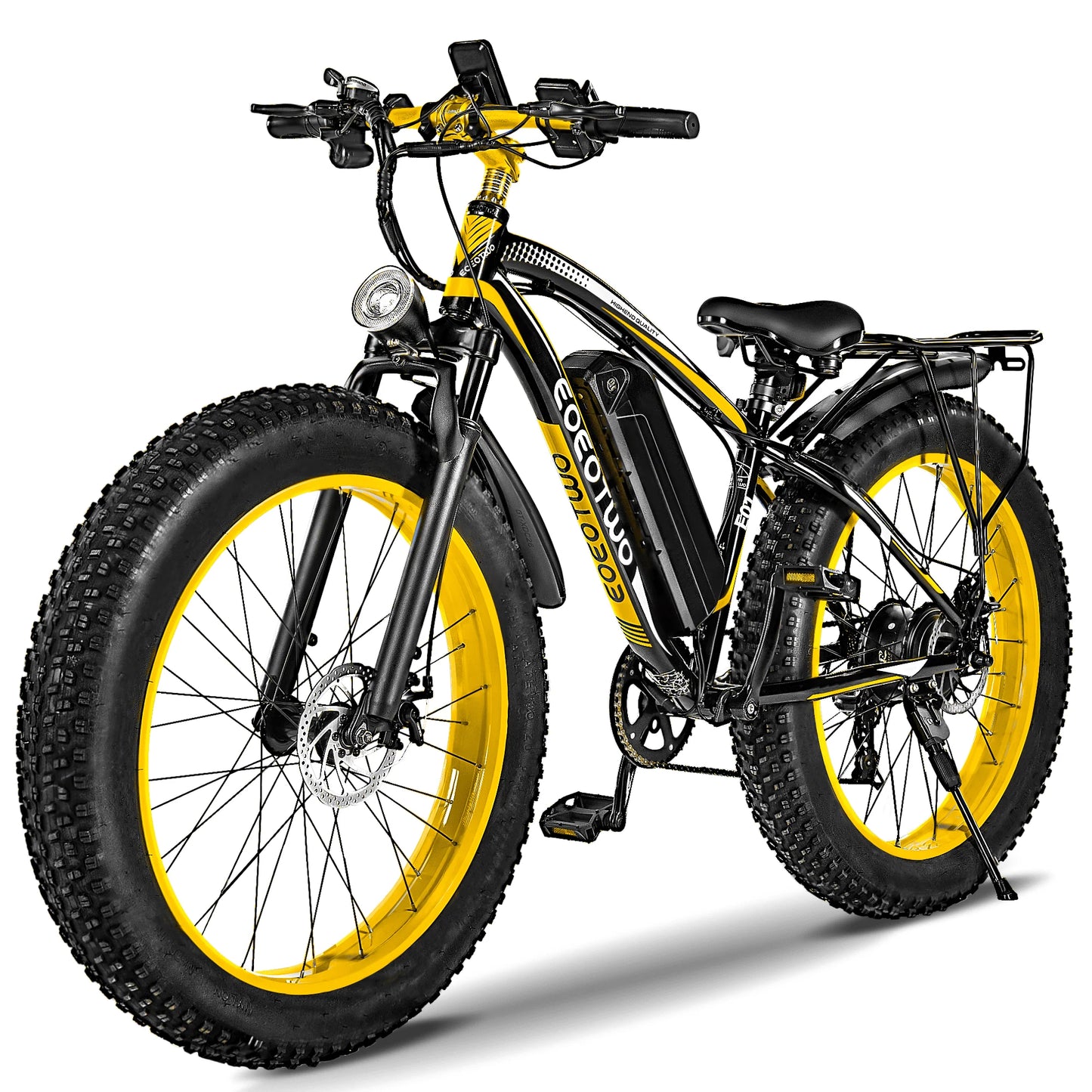 EOEOTWO E01 Heavy Duty Ebike, 400 LBS Capacity, 65Nm High Torque, Front Suspension, Rear Rack, 5 Riding Modes, Phone Holder with Charging