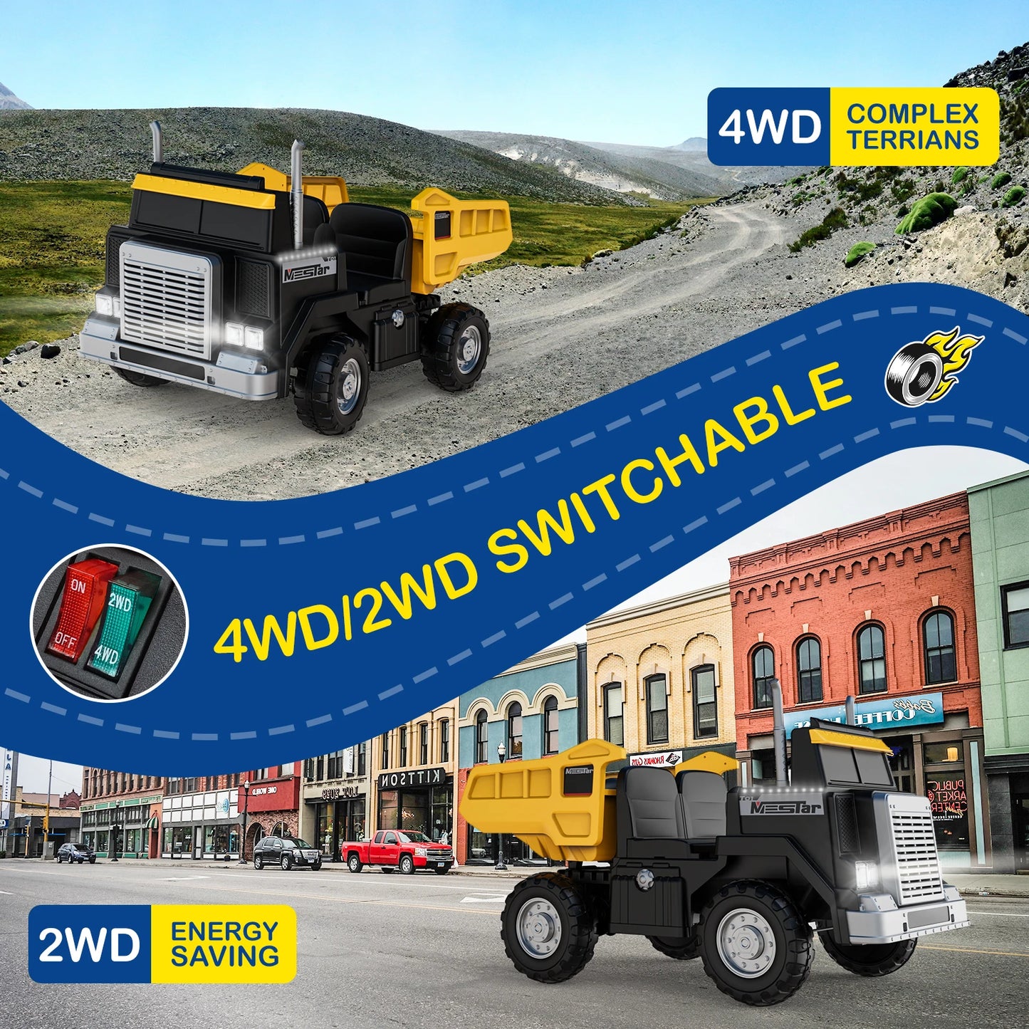 LIGIANT 24V Ride On Dump Truck 4WD Kids Remote LED