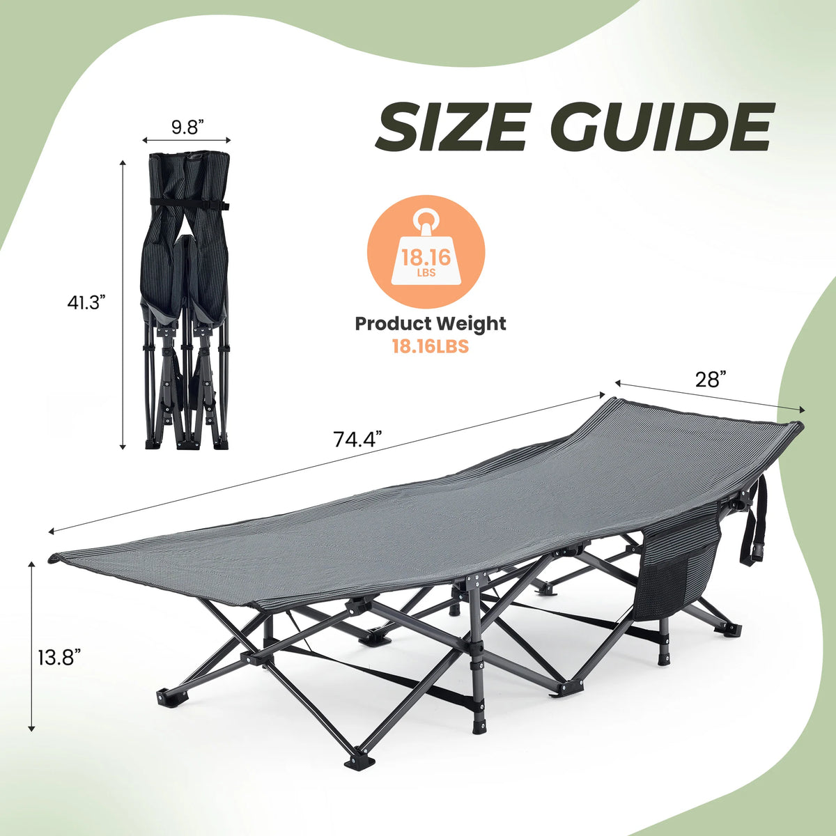 JHK Folding Camping Cot With Cushion Portable And Sturdy