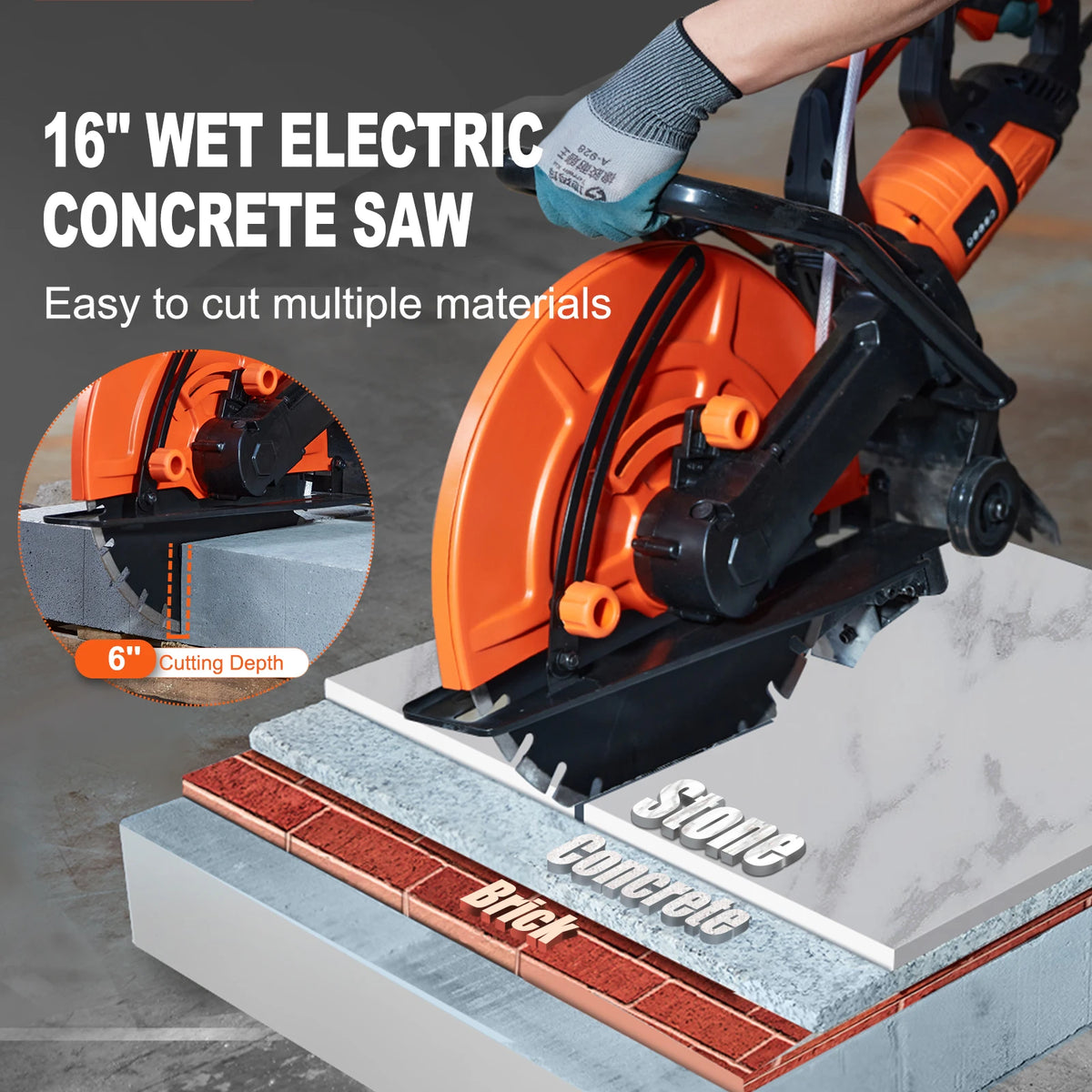 Electric Concrete Circular Saw 3200W Wet Adjustable Depth