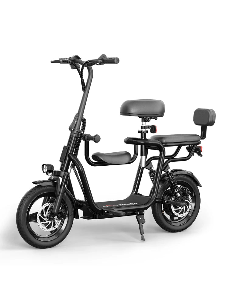 Spacewalk 36V Electric Scooter with 3 Seats for Adults Power by 500W Motor Peak, E Bike with 14" Tire and 20 Miles Range&17.4Mph