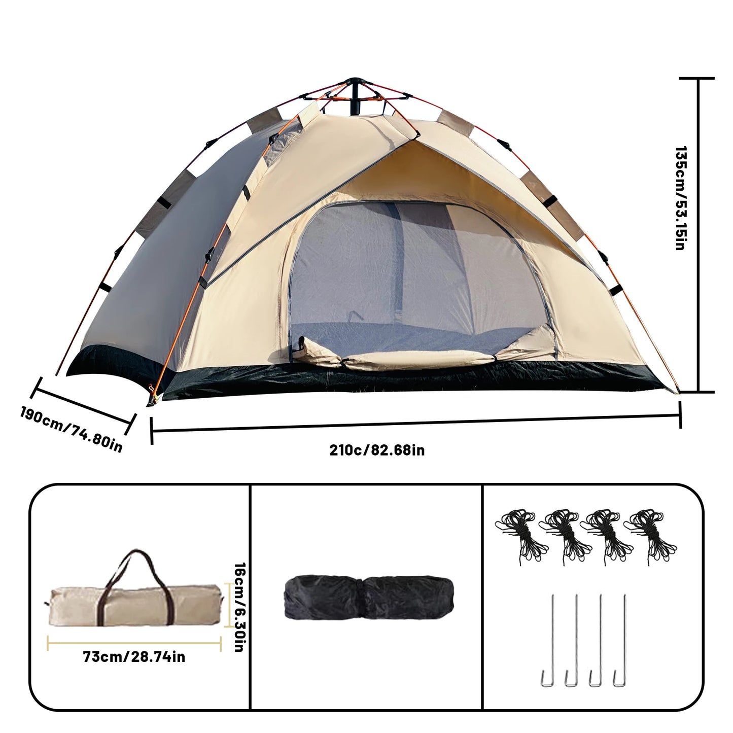 PAKICETUS 2-4 Person Camping Windproof Tents, Easy To Set Up, Lightweight Camping Tent, Carpa, Suitable For Family Travel, Outdoor Camping