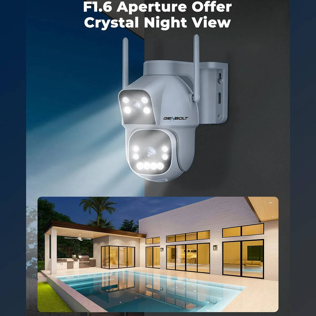 Genbolt Solar Powered Outdoor Security Camera With Night Vision