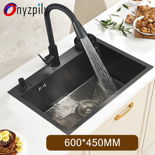 Stainless Steel Undermount Kitchen Sink With Integrated Faucet