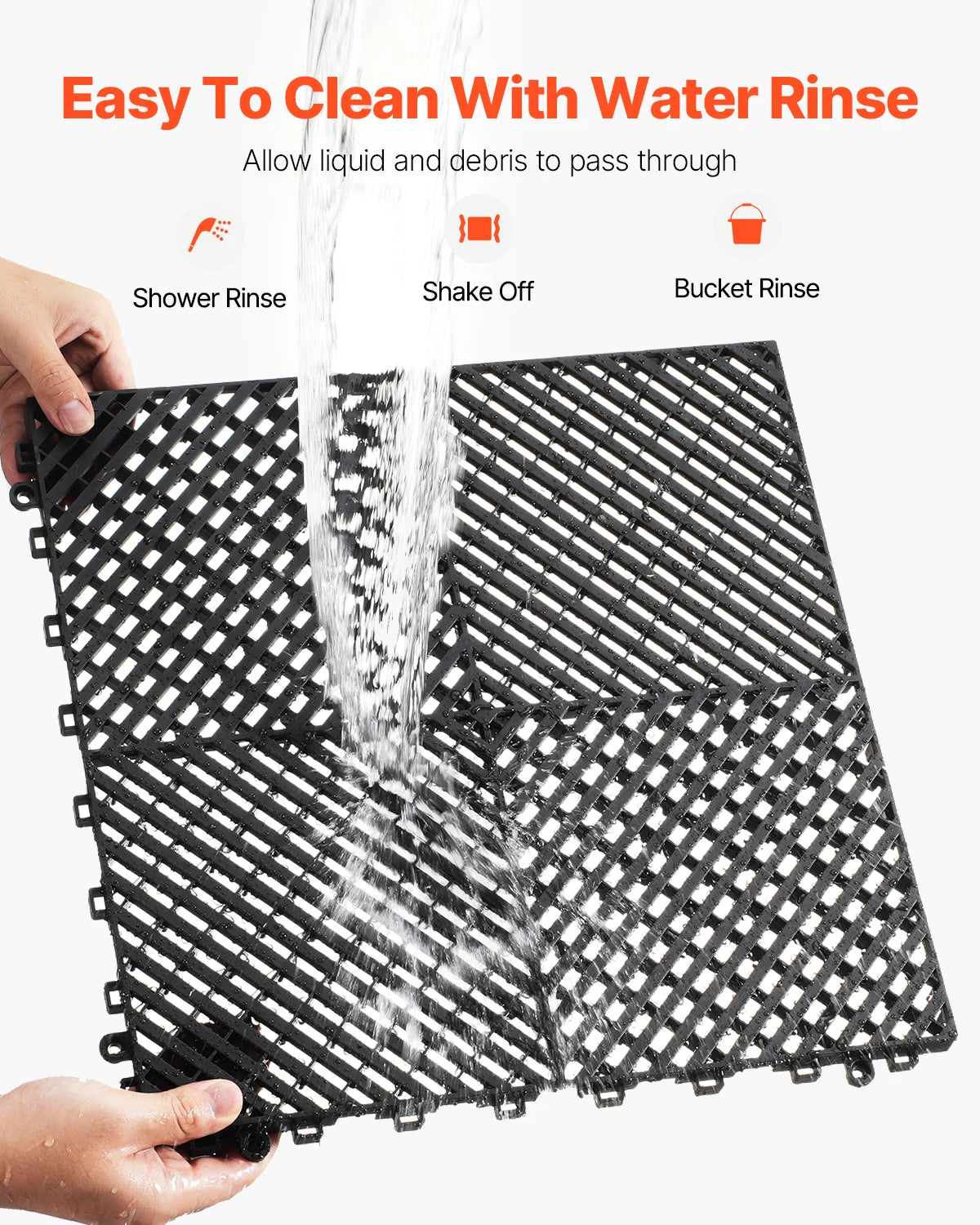 SucceBuy Interlocking Drainage Mat 15.7” x 15.7” 24 Pcs Splicing Drainage Mats PP Drainage Floor Tile and Shower Mat for Garage