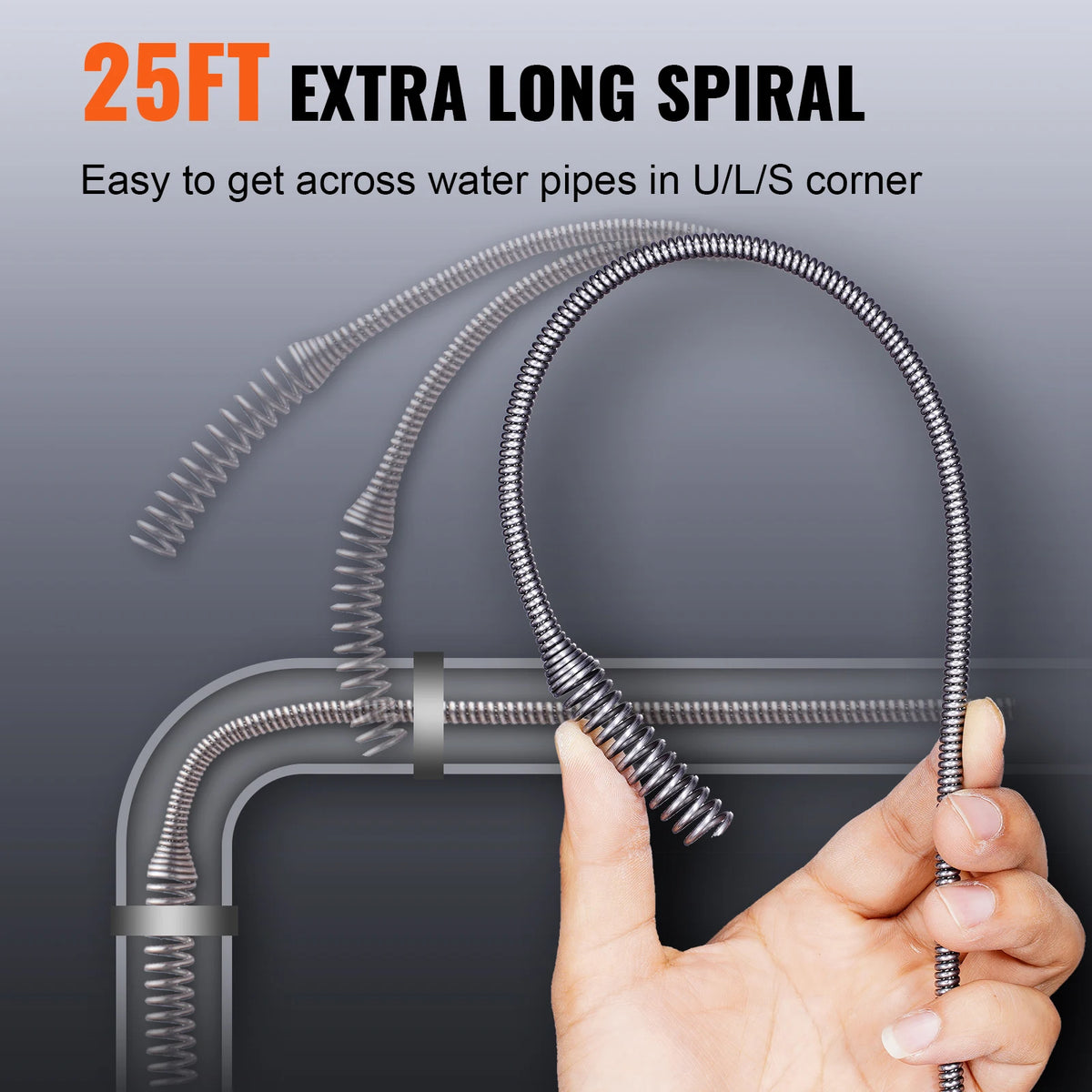 SucceBuy Drain Auger 25 Ft Manual Plumbing Snake Drill Attachment