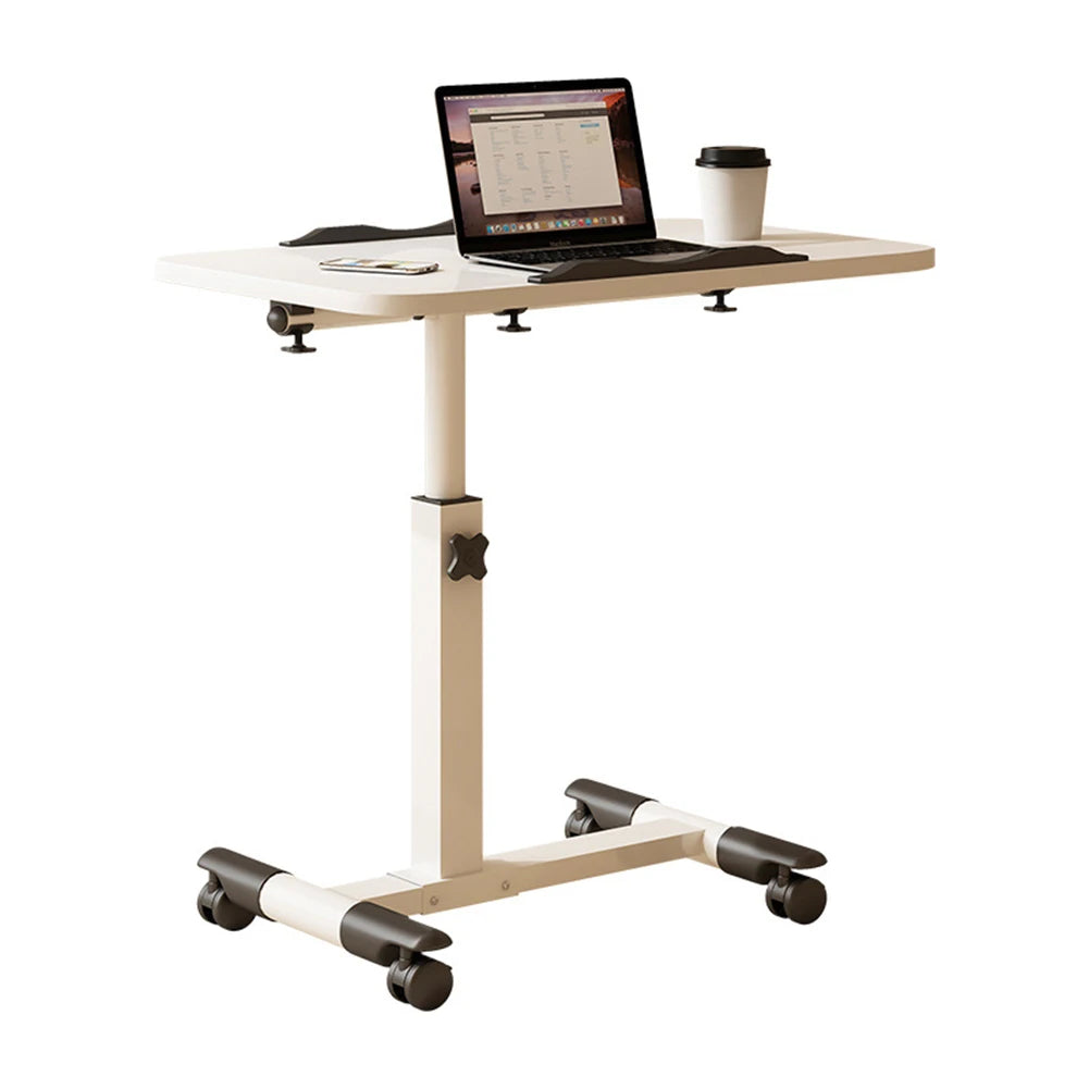 Overbed Table Adjustable Height Over The Bed Hospital Bedside Table w/ Tilting Desktop&Wheels, Rolling Standing Laptop Desk