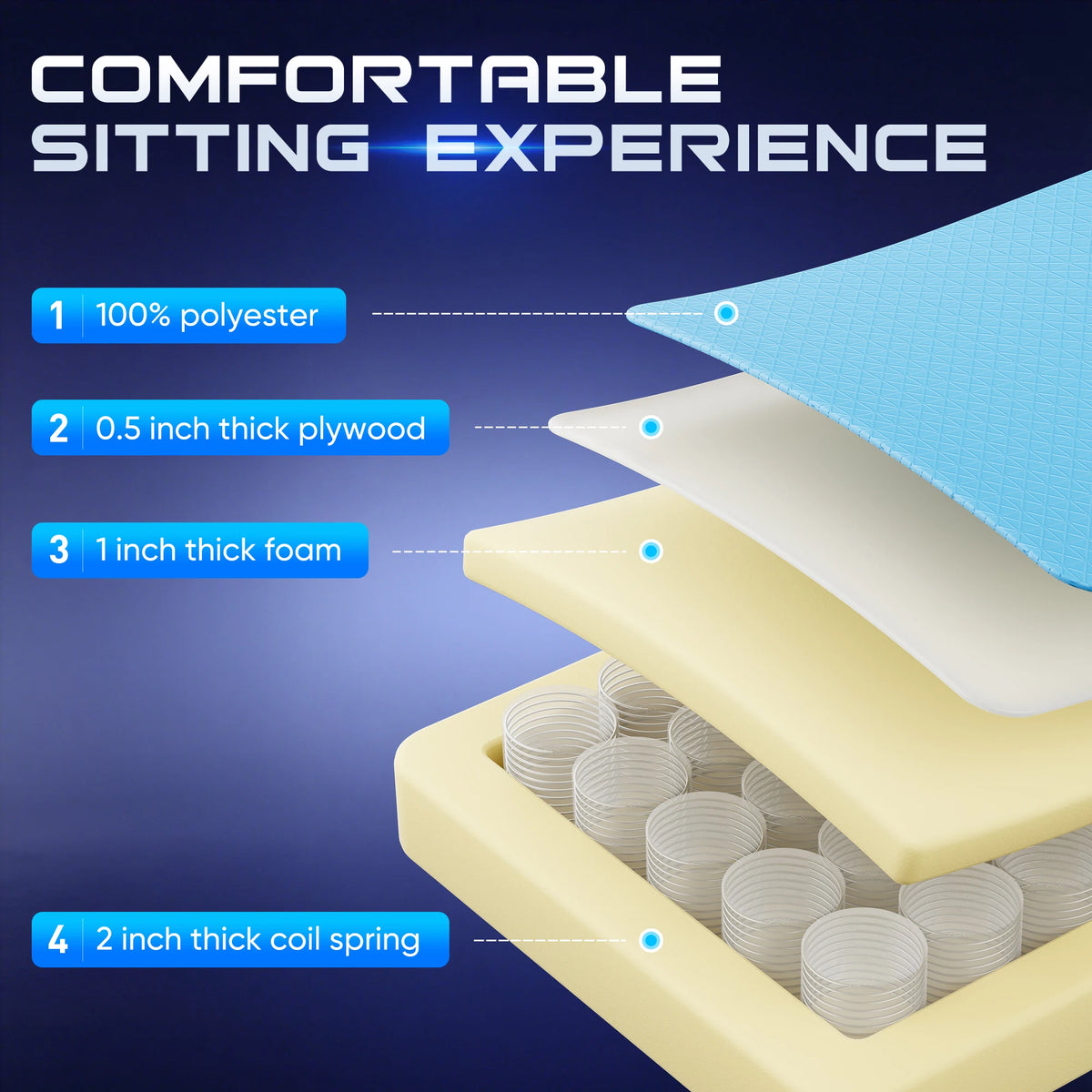 JHK Ergonomic Gaming Chair Adjustable Height Lumbar Support Home Office